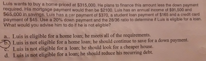 Luis wants to buy a home priced at 5 000