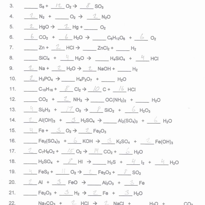 Intro to balancing equations worksheet