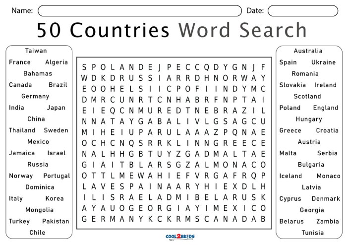 Spanish speaking countries word search distance worksheets learning preview