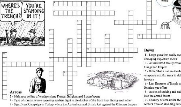 World war 1 crossword puzzle answer key pdf