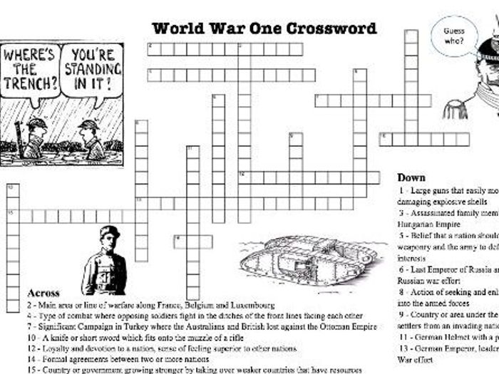 World war 1 crossword puzzle answer key pdf