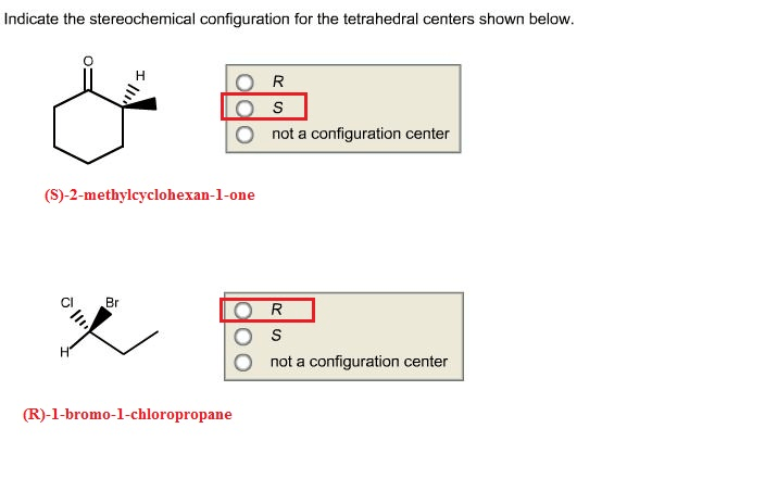 Indicate the stereochemical configuration for the tetrahedral centers