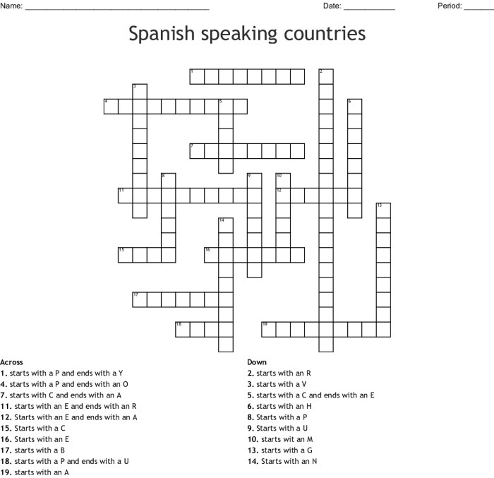 Spanish speaking countries word search answer key