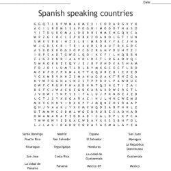 Spanish speaking countries word search answer key